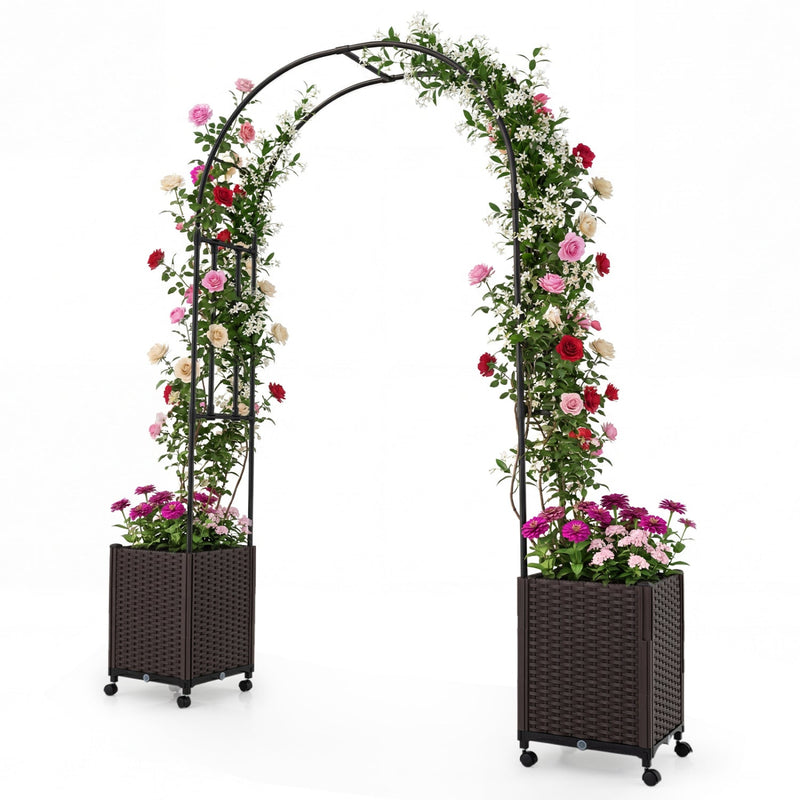 Garden Arch Trellis with 2 Self-watering Planter Boxes for Party Yard Lawn by DirectDeals