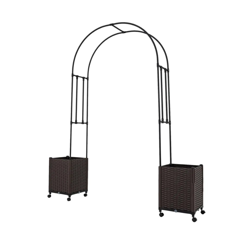 Garden Arch Trellis with 2 Self-watering Planter Boxes for Party Yard Lawn by DirectDeals