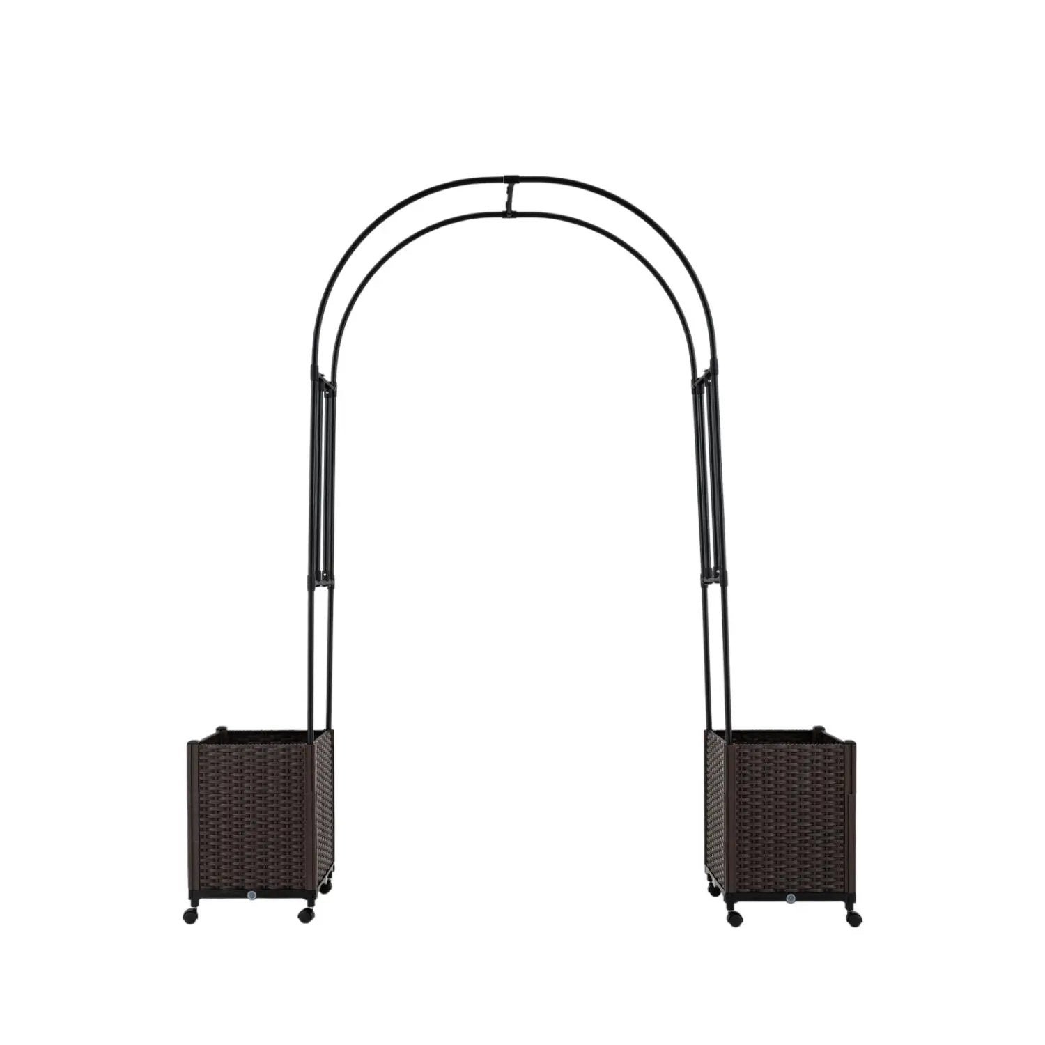 Garden Arch Trellis with 2 Self-watering Planter Boxes for Party Yard Lawn by DirectDeals