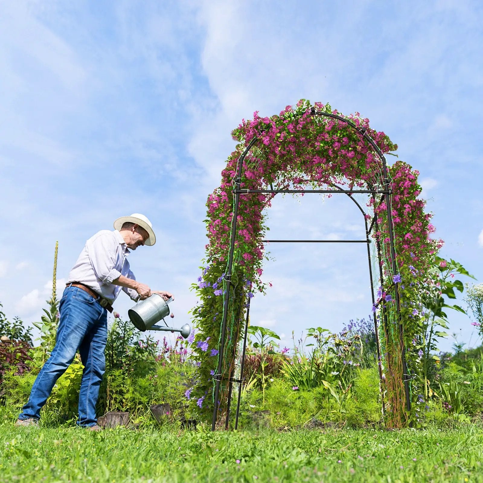 7.5 Feet Garden Arch Trellis with PE Coated Metal Structure by DirectDeals