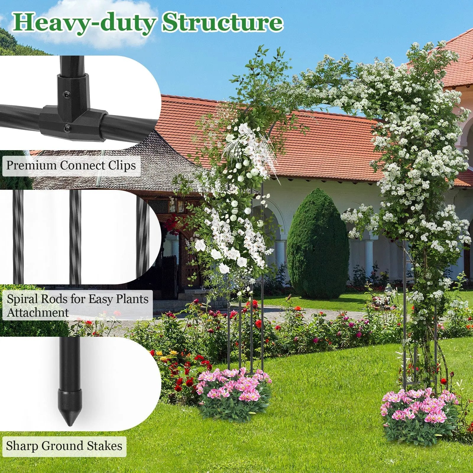 Outdoor Metal Garden Arch Trellis for Climbing Plants Grape Vine Flower by DirectDeals