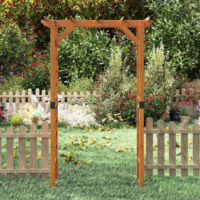 7/7.5 Feet Garden Arch Wooden Arbor Outdoor Wood Trellis for Climbing Plants by DirectDeals