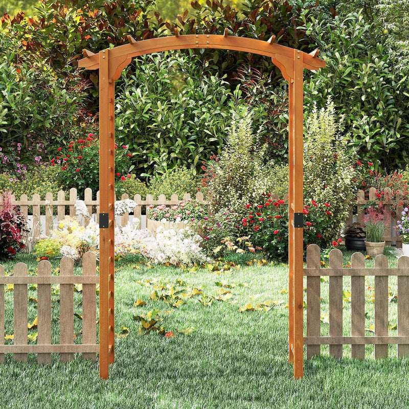 7/7.5 Feet Garden Arch Wooden Arbor Outdoor Wood Trellis for Climbing Plants by DirectDeals