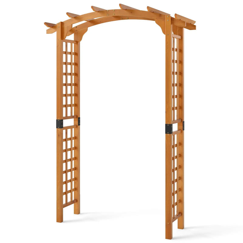 7/7.5 Feet Garden Arch Wooden Arbor Outdoor Wood Trellis for Climbing Plants by DirectDeals