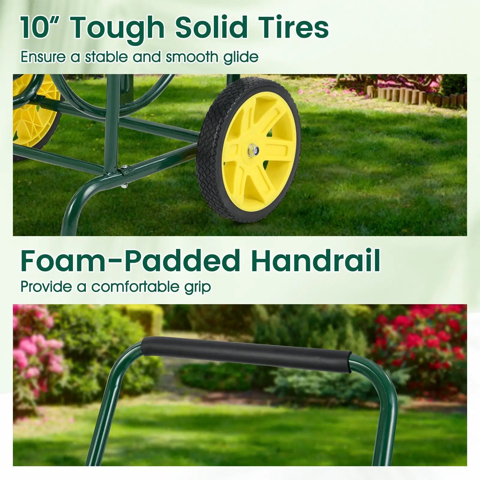 Garden Hose Reel Cart with 2 Wheels and Storage Basket by DirectDeals