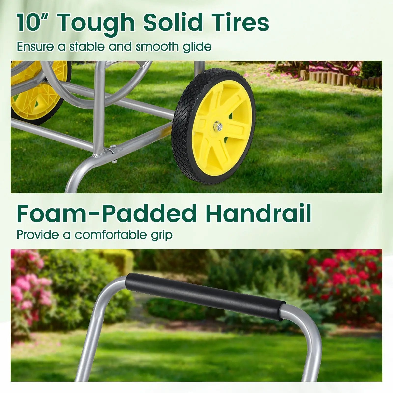 Garden Hose Reel Cart with 2 Wheels and Storage Basket by DirectDeals
