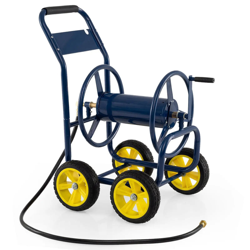 Garden Hose Reel Cart 4 Wheels Heavy-Duty Metal Water Hose Organizer Portable by DirectDeals
