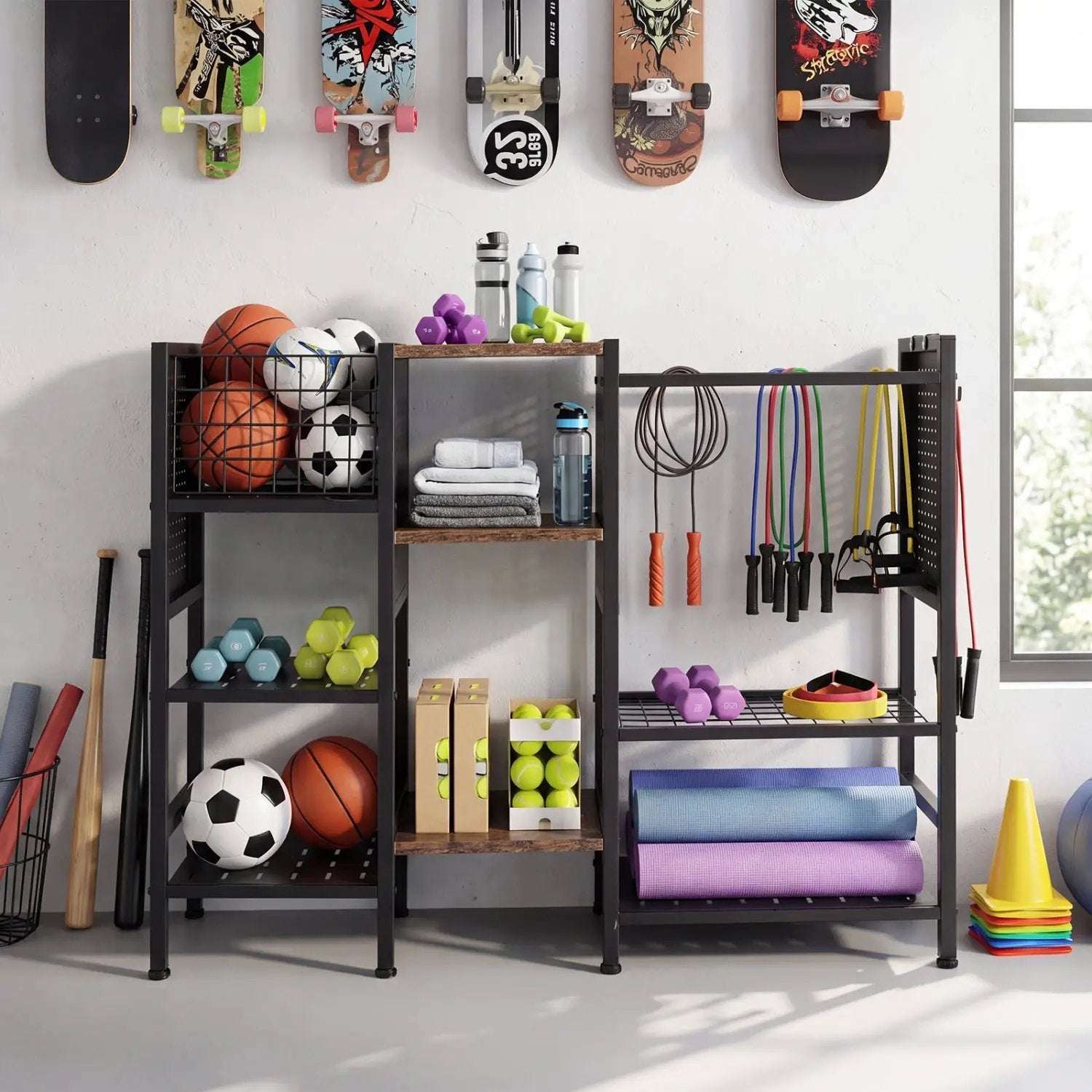 Garden Tool Organizer with Wooden Shelves for Garage and Shed by DirectDeals