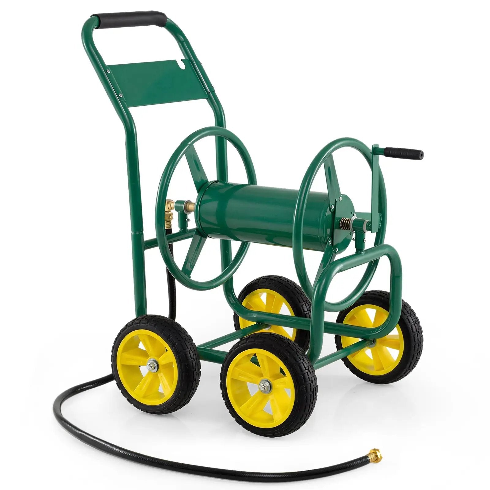 Garden Hose Reel Cart 4 Wheels Heavy-Duty Metal Water Hose Organizer Portable by DirectDeals