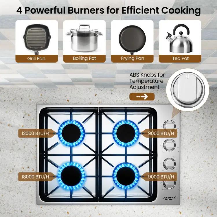 30/36 Inch Gas Cooktop with 4/6 Powerful Burners and ABS Knobs by DirectDeals