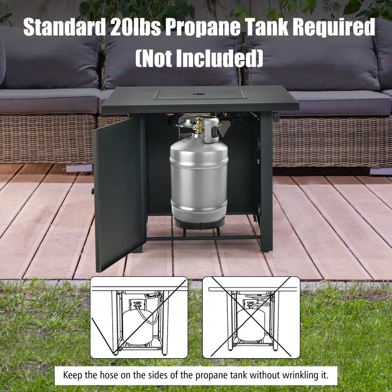 50 000 BTU 32 Inch Square Propane Gas Fire Pit Table by DirectDeals