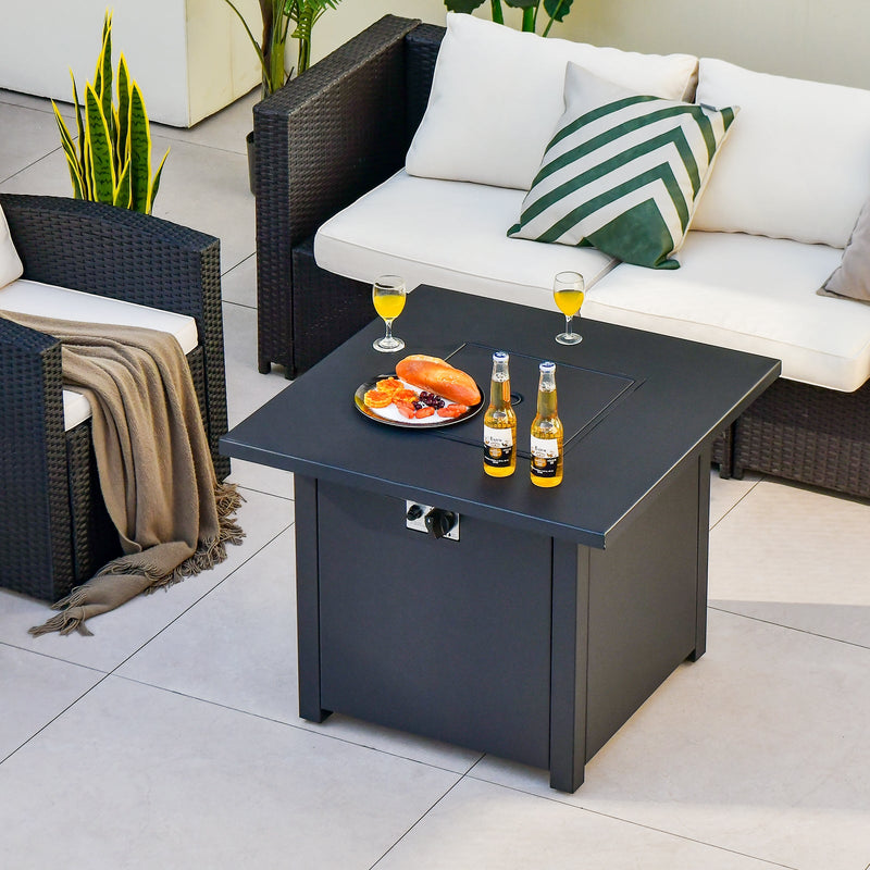 50 000 BTU 32 Inch Square Propane Gas Fire Pit Table by DirectDeals