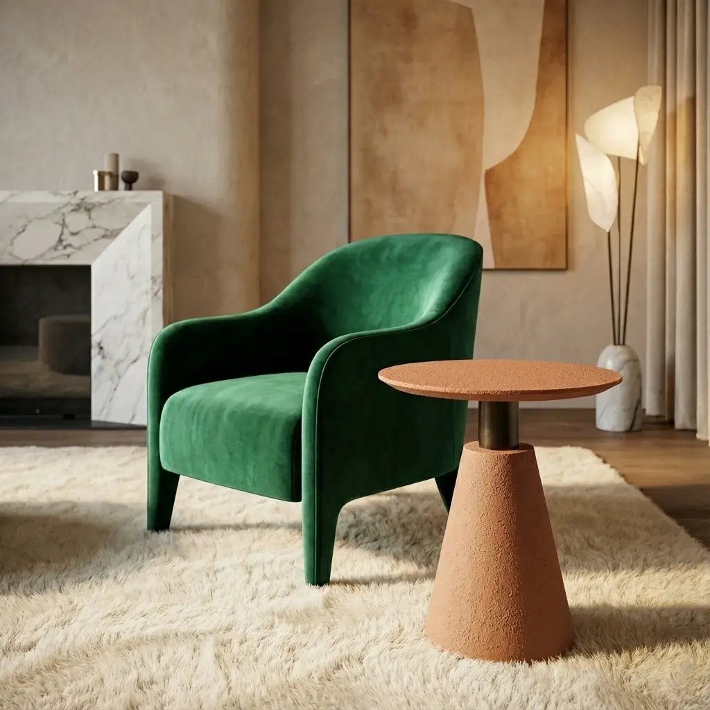 Microcement Textured  Minimal Side Table Set, photo 2 of 5