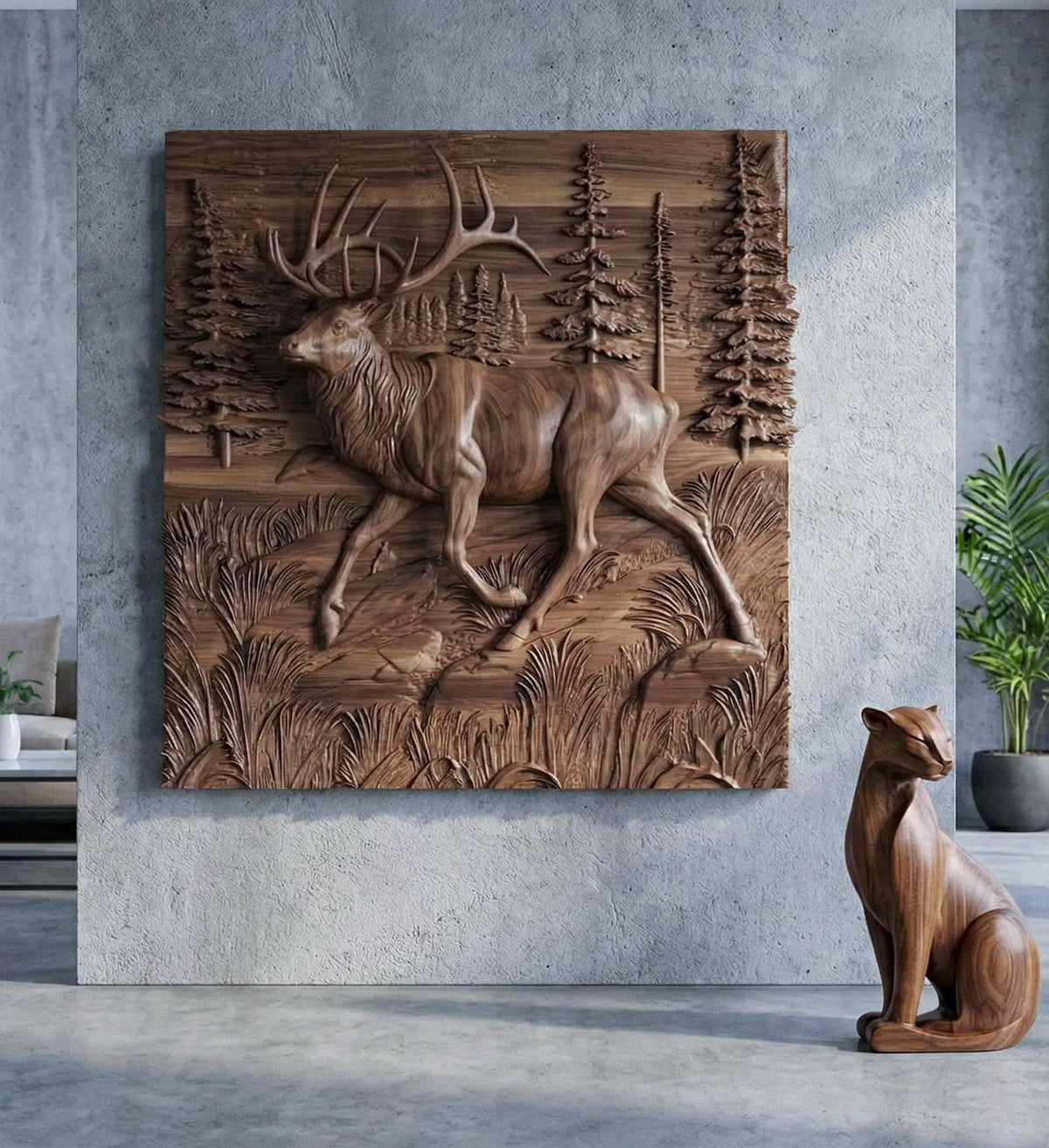 Wooden Deer - Elk 3D Wood Relief Wall Art, photo 4 of 5