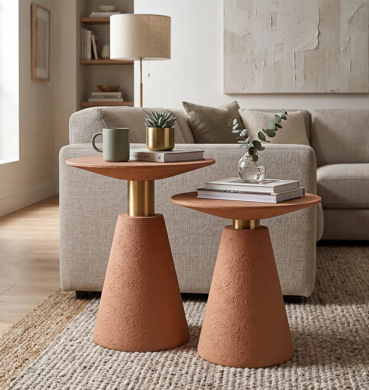 Microcement Textured  Minimal Side Table Set, photo 5 of 5