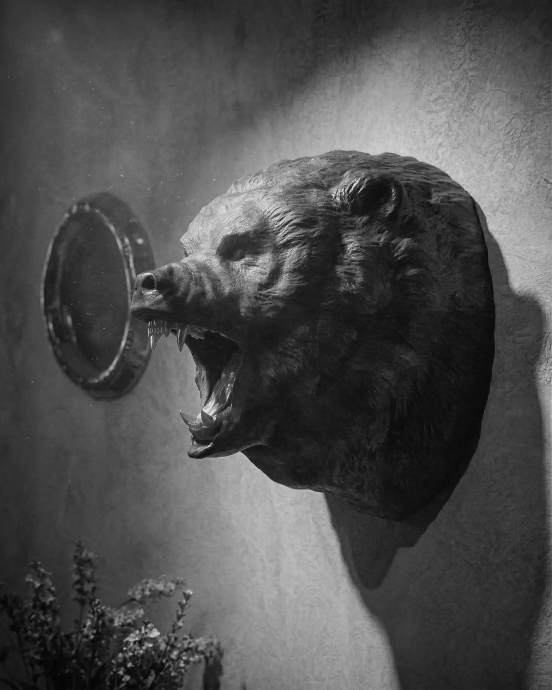 Hand-Carved Roaring Bear Head by Gizz