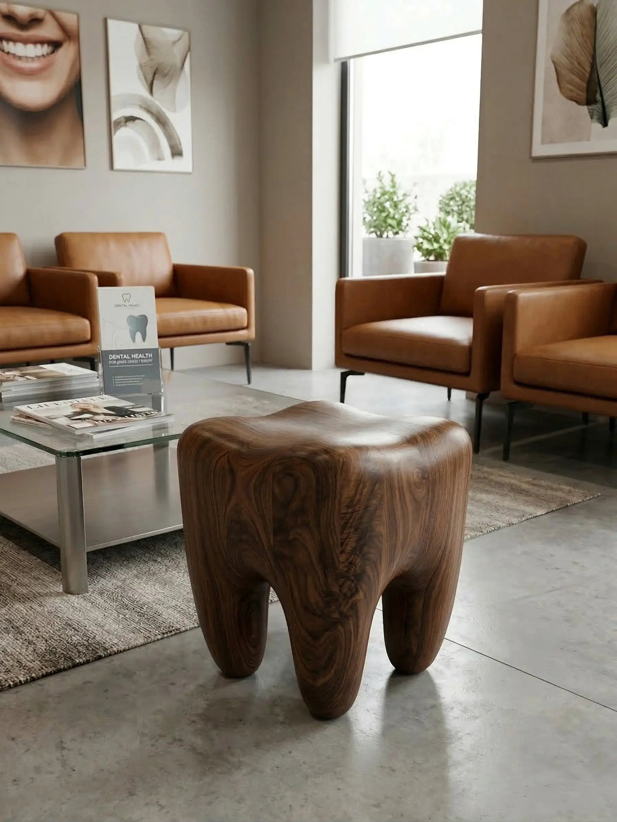 Walnut Tooth Sculptural Stool & End Table, photo 2 of 4