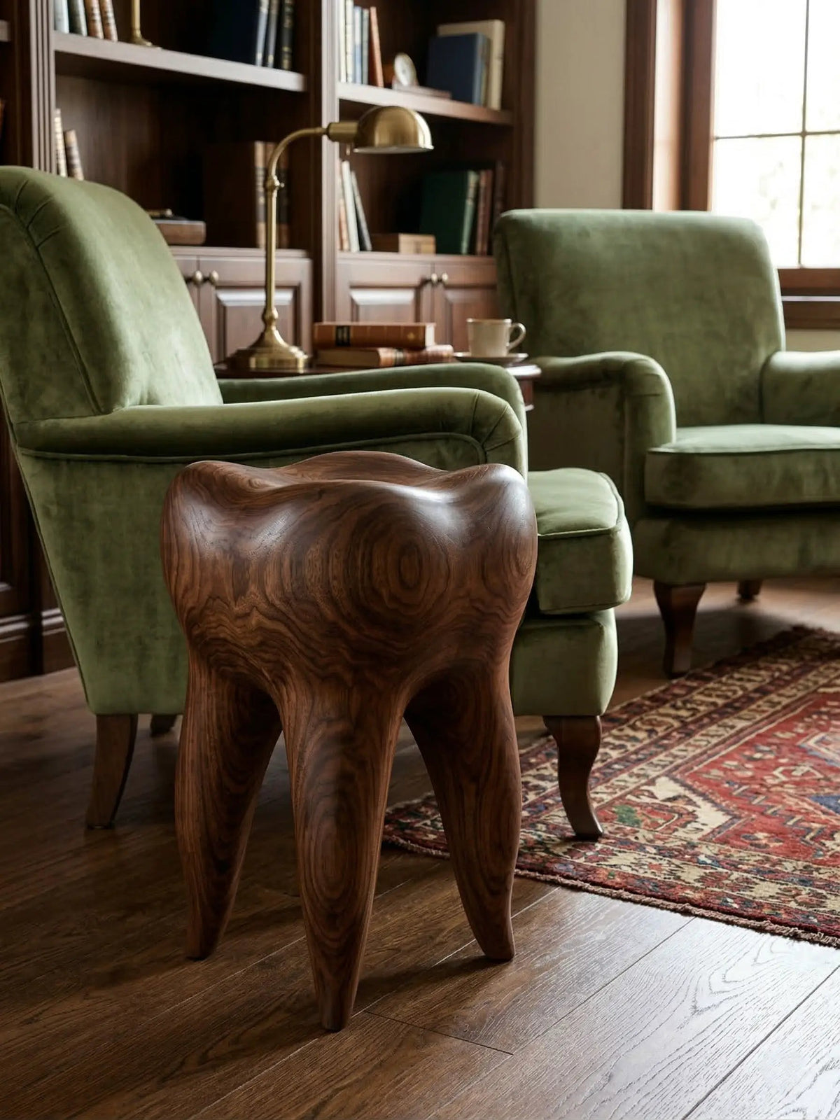 Walnut Tooth Sculptural Stool & End Table, photo 3 of 4
