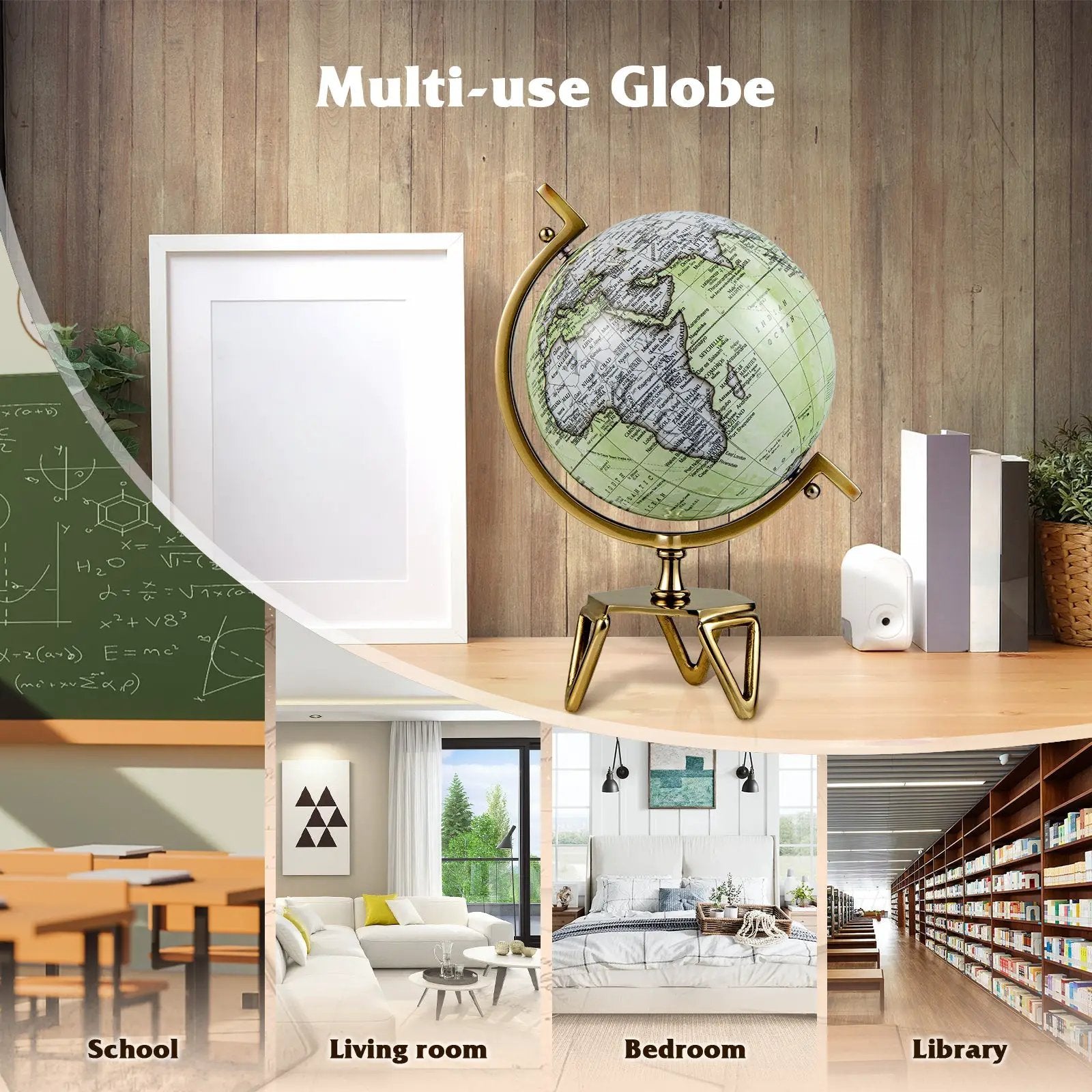 Educational Geographic 5/8/10 Inch World Globe with Triangle Metal Stand by DirectDeals