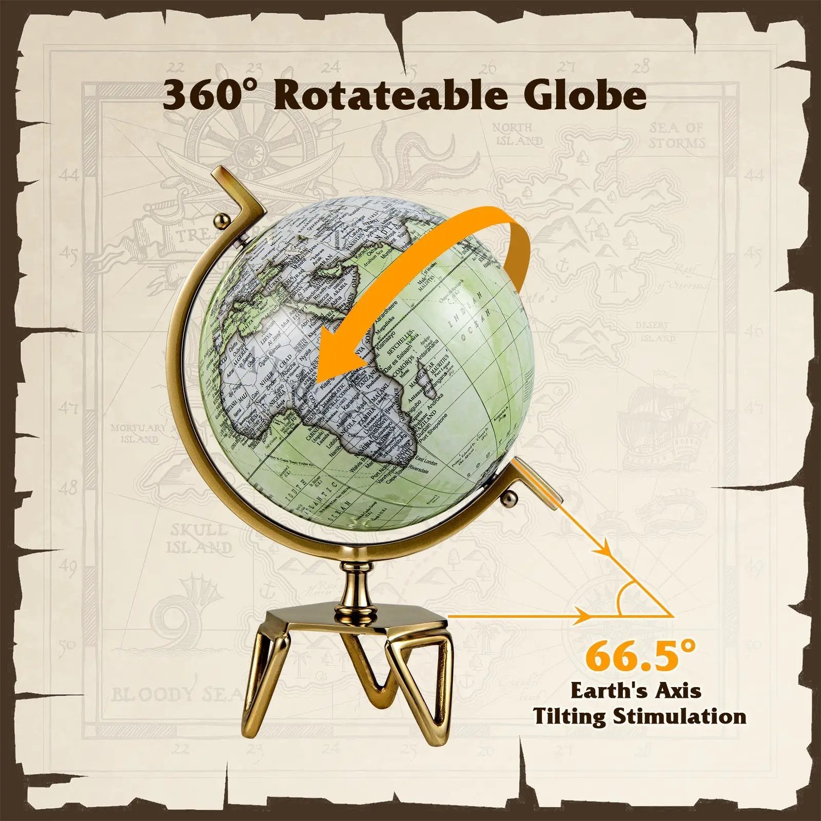 Educational Geographic 5/8/10 Inch World Globe with Triangle Metal Stand by DirectDeals