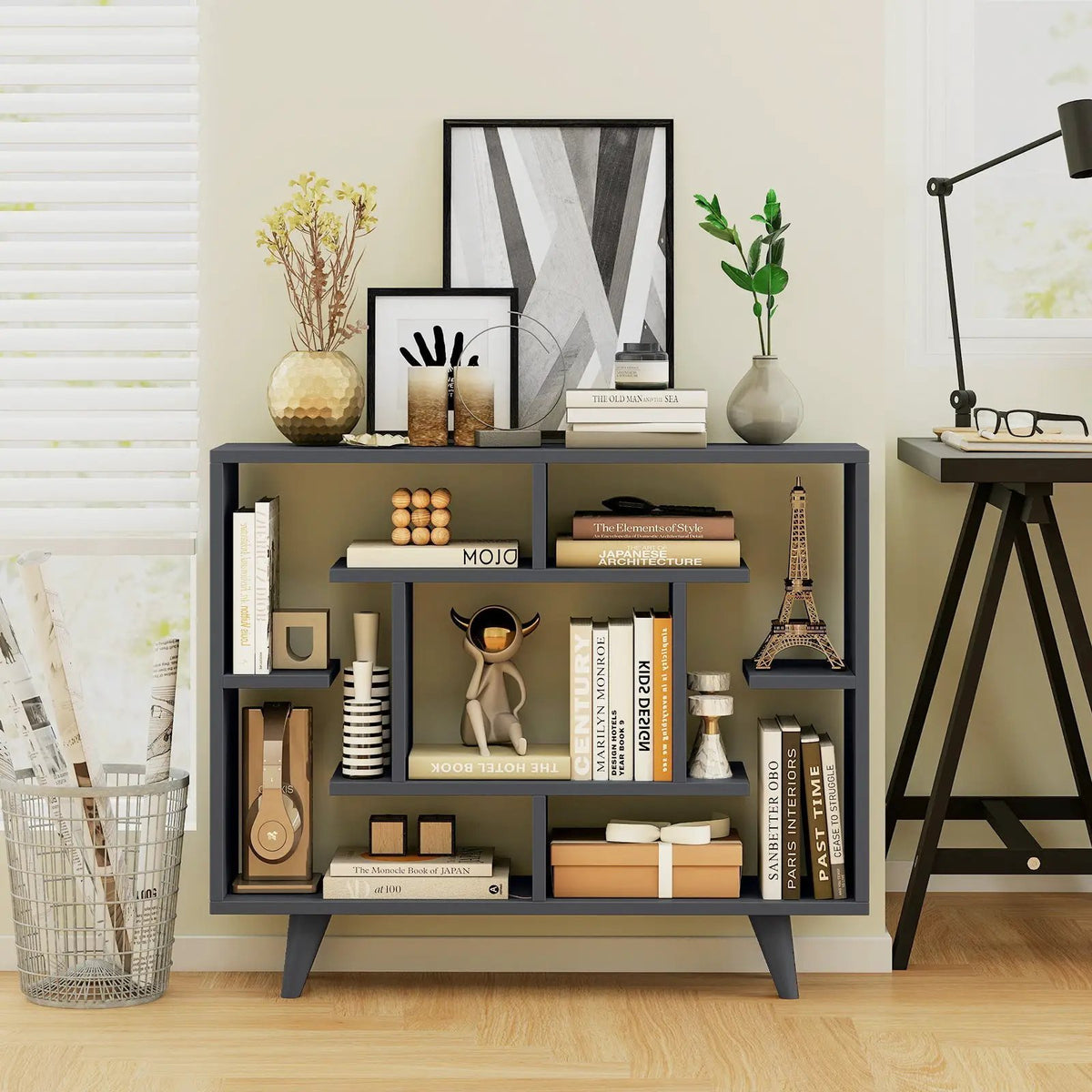 Geometric Bookcase with Anti-Tipping Kit and Storage Shelving Unit, photo 2 of 9