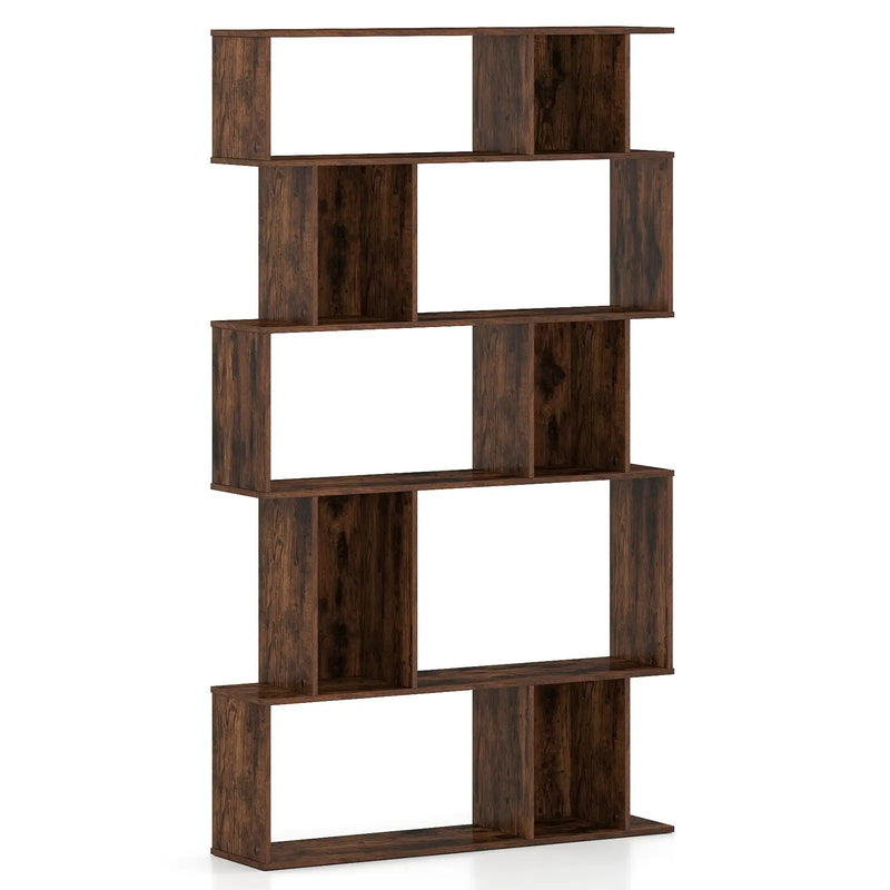 Geometric Bookshelf 5-Tier Bookcase with Open Shelves and Closed-back Cubes by DirectDeals
