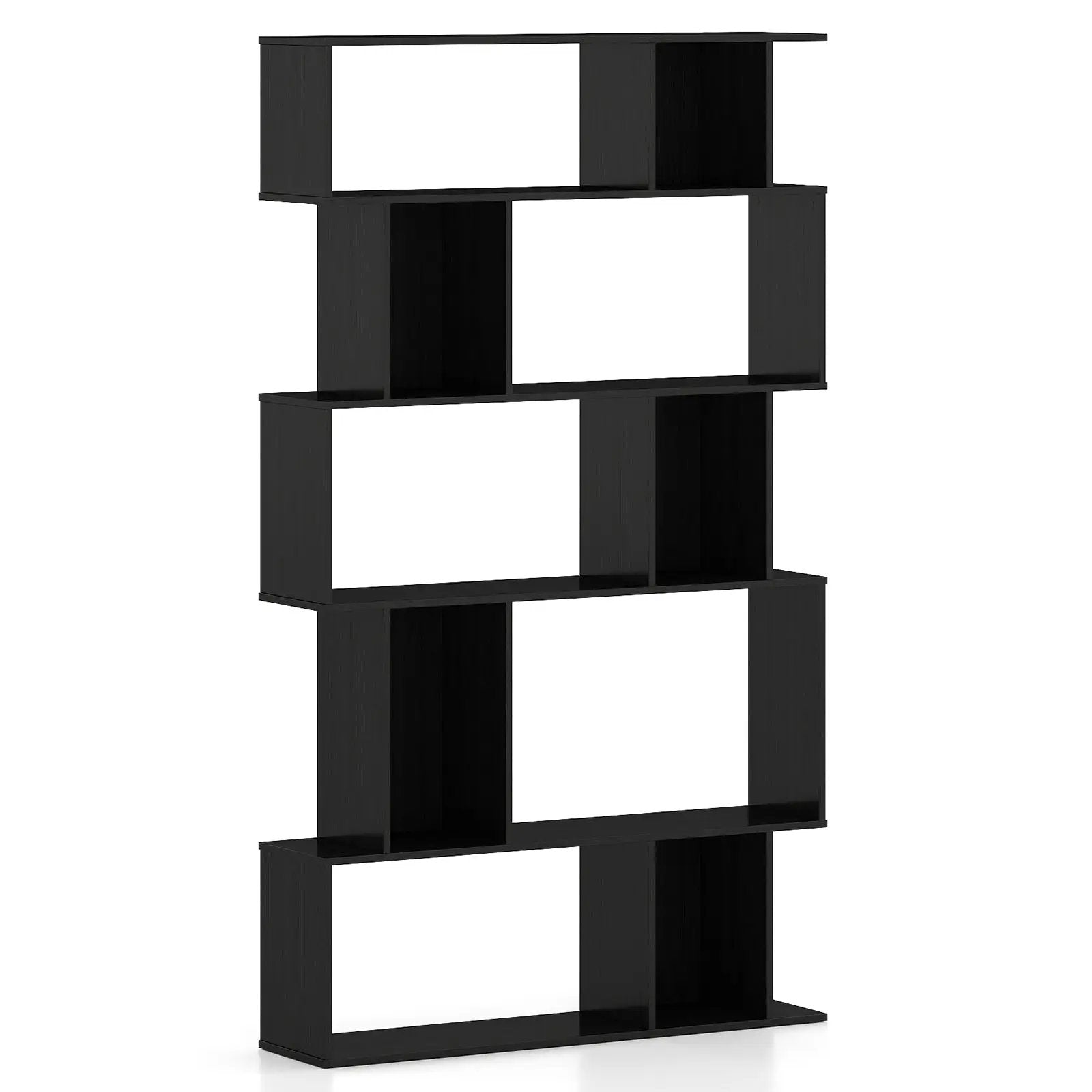 Geometric Bookshelf 5-Tier Bookcase with Open Shelves and Closed-back Cubes by DirectDeals