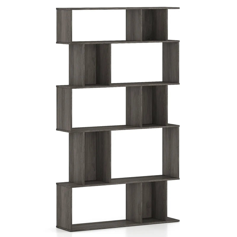 Geometric Bookshelf 5-Tier Bookcase with Open Shelves and Closed-back Cubes by DirectDeals