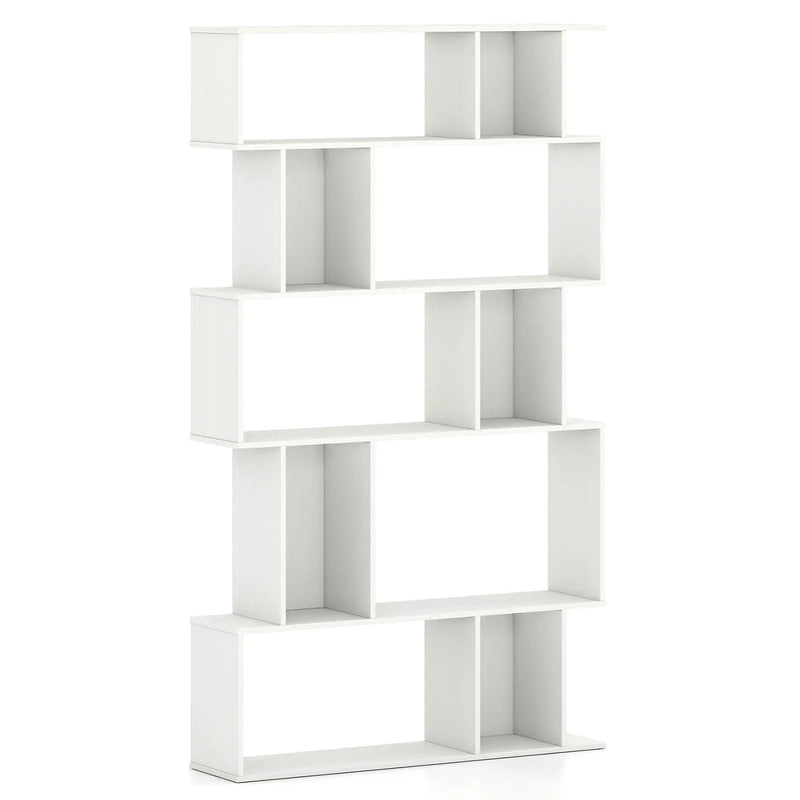 Geometric Bookshelf 5-Tier Bookcase with Open Shelves and Closed-back Cubes by DirectDeals