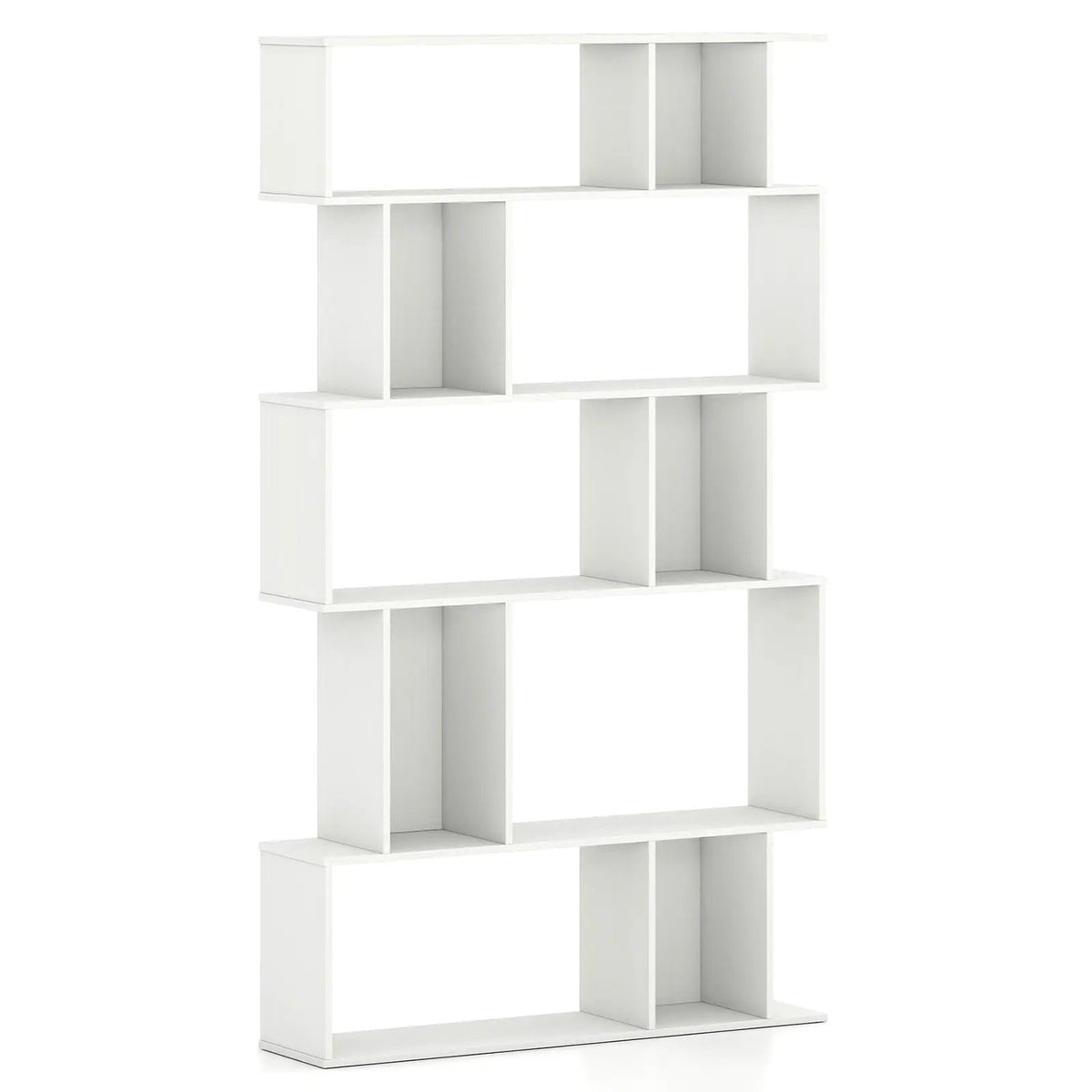 Geometric Bookshelf Set of 2 5-Tier Bookcase with Open Shelves and Closed-back Cubes, photo 27 of 32