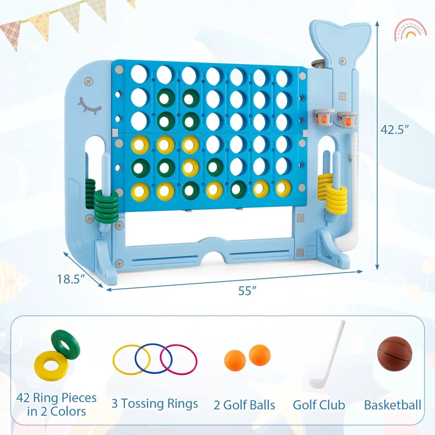 Giant 4-to-Score Game Set Jumbo Connect Four Game with Ring-toss by DirectDeals