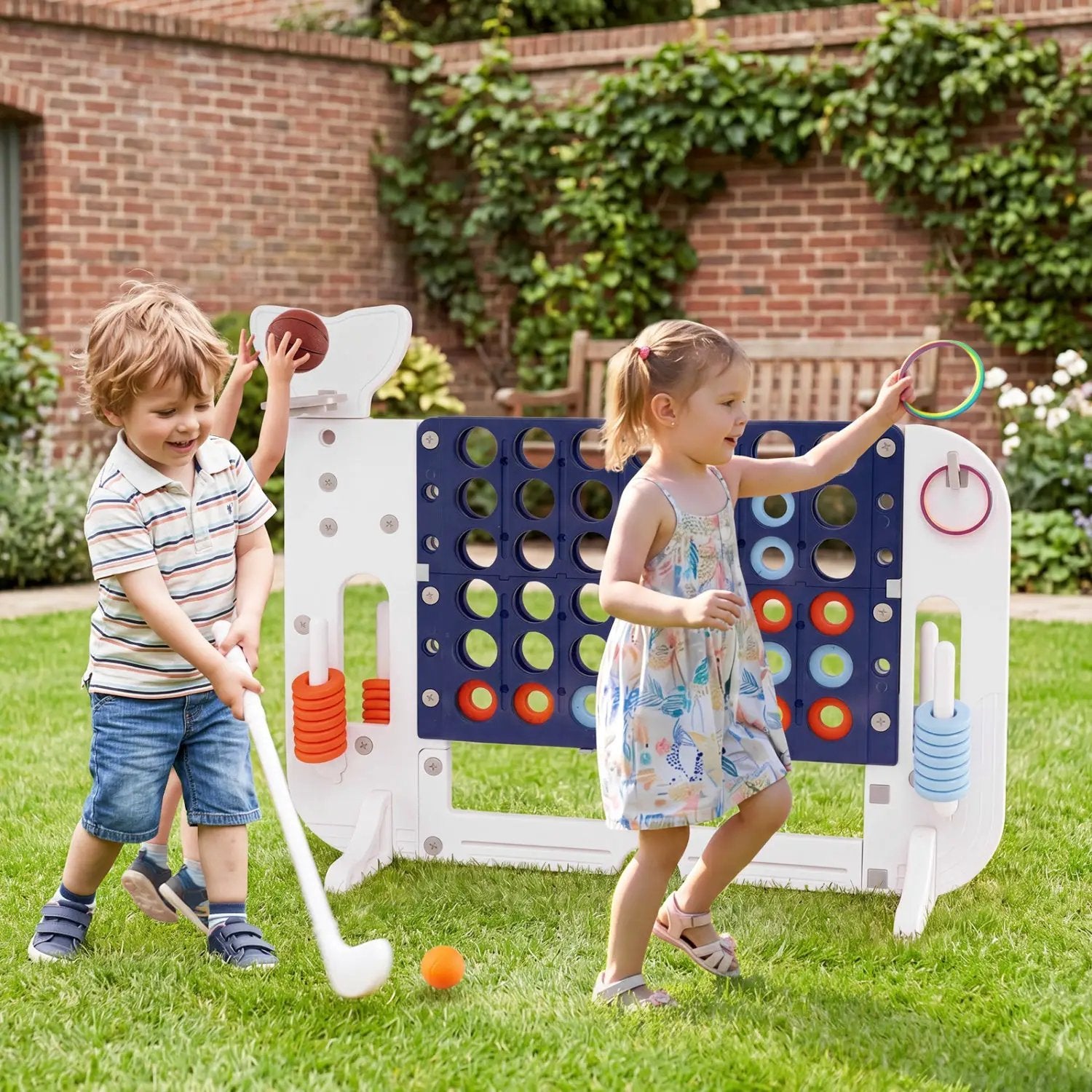 Giant 4-to-Score Game Set Jumbo Connect Four Game with Ring-toss by DirectDeals