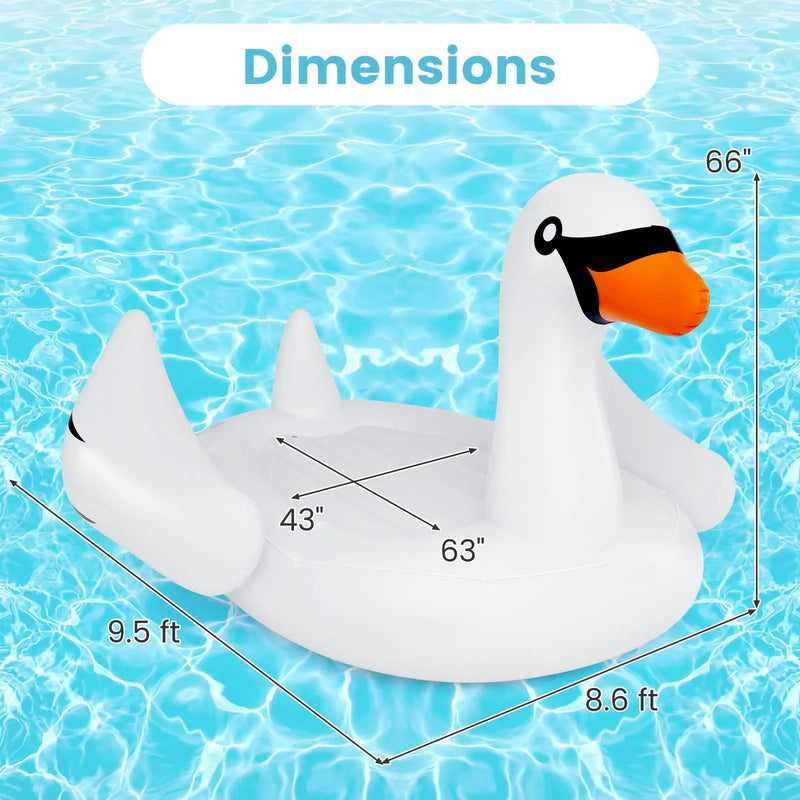 Giant Inflatable Swan Floating Island 4-Person Pool Float with 4 Cups Holders by DirectDeals