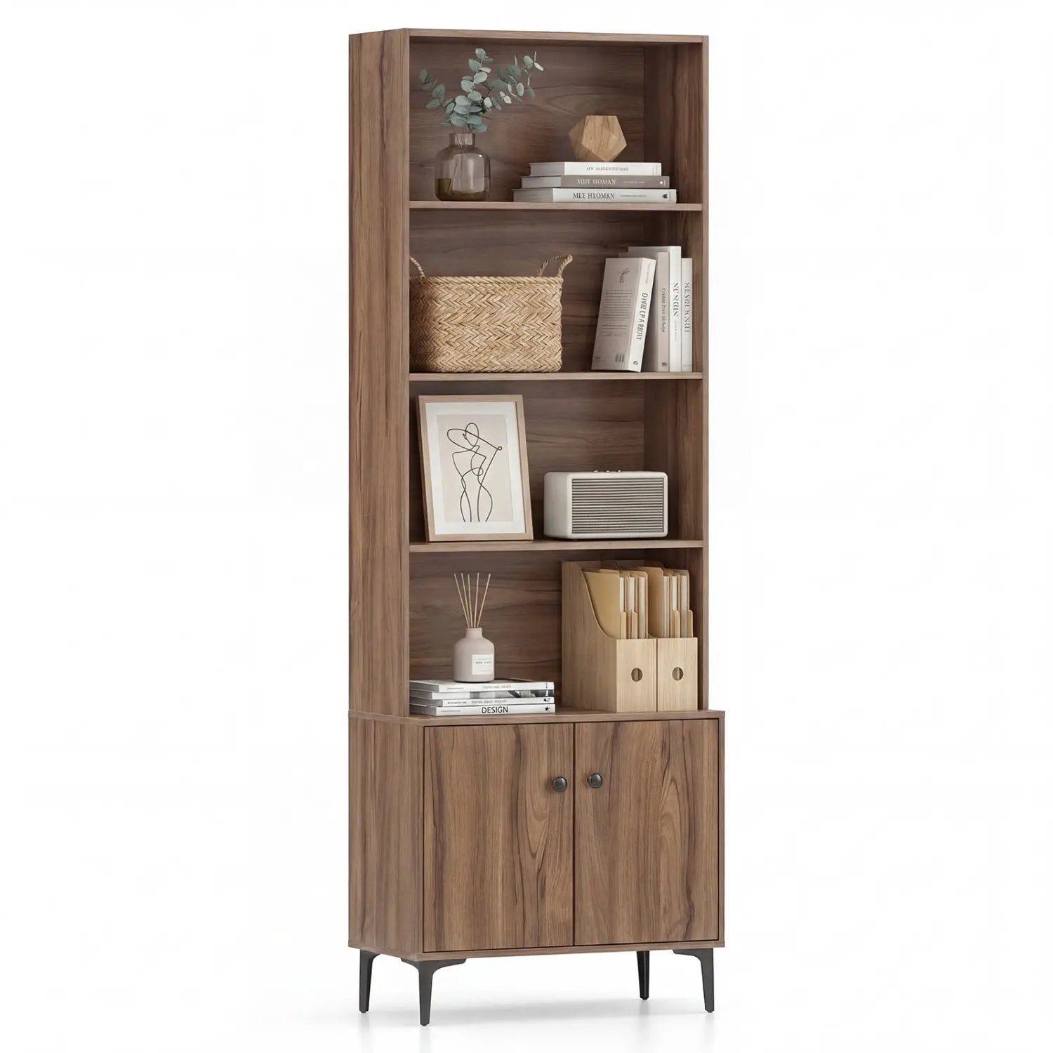 Giantex Bookshelf with Doors and 2 Anti-Tipping Kits for Home Office by DirectDeals