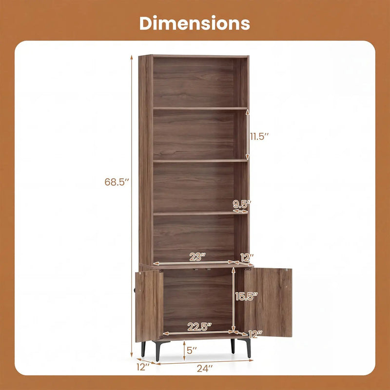 Giantex Bookshelf with Doors and 2 Anti-Tipping Kits for Home Office by DirectDeals