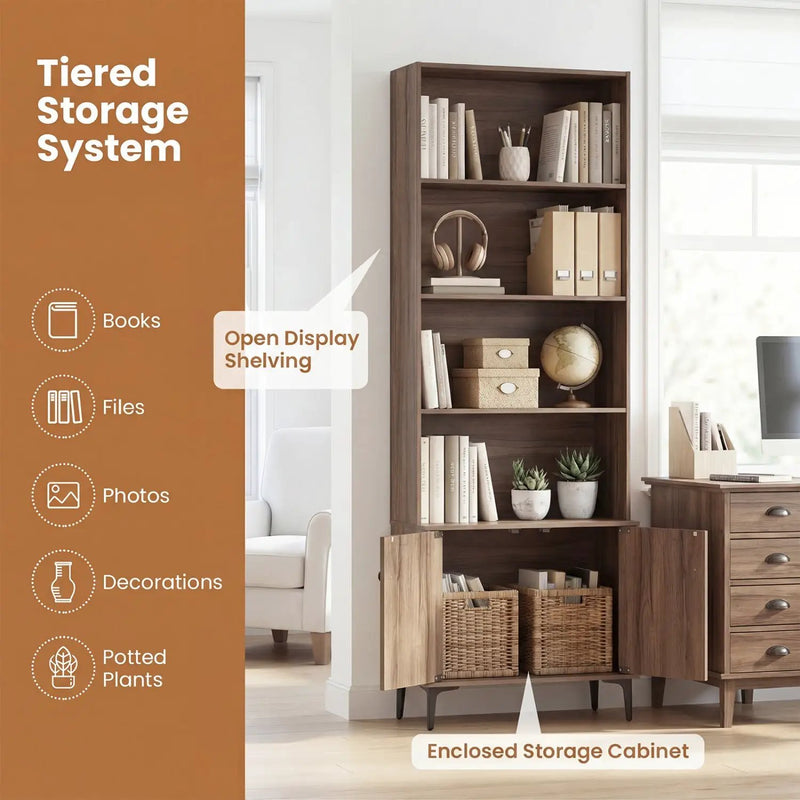 Giantex Bookshelf with Doors and 2 Anti-Tipping Kits for Home Office by DirectDeals