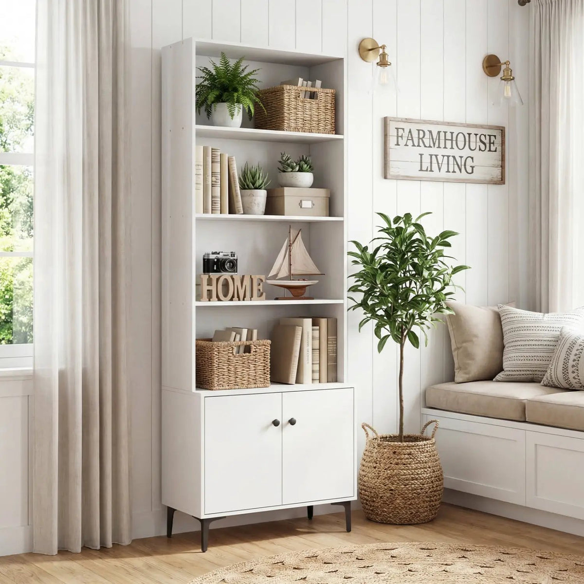 Giantex Bookshelf with Doors and 2 Anti-Tipping Kits for Home Office, photo 3 of 16