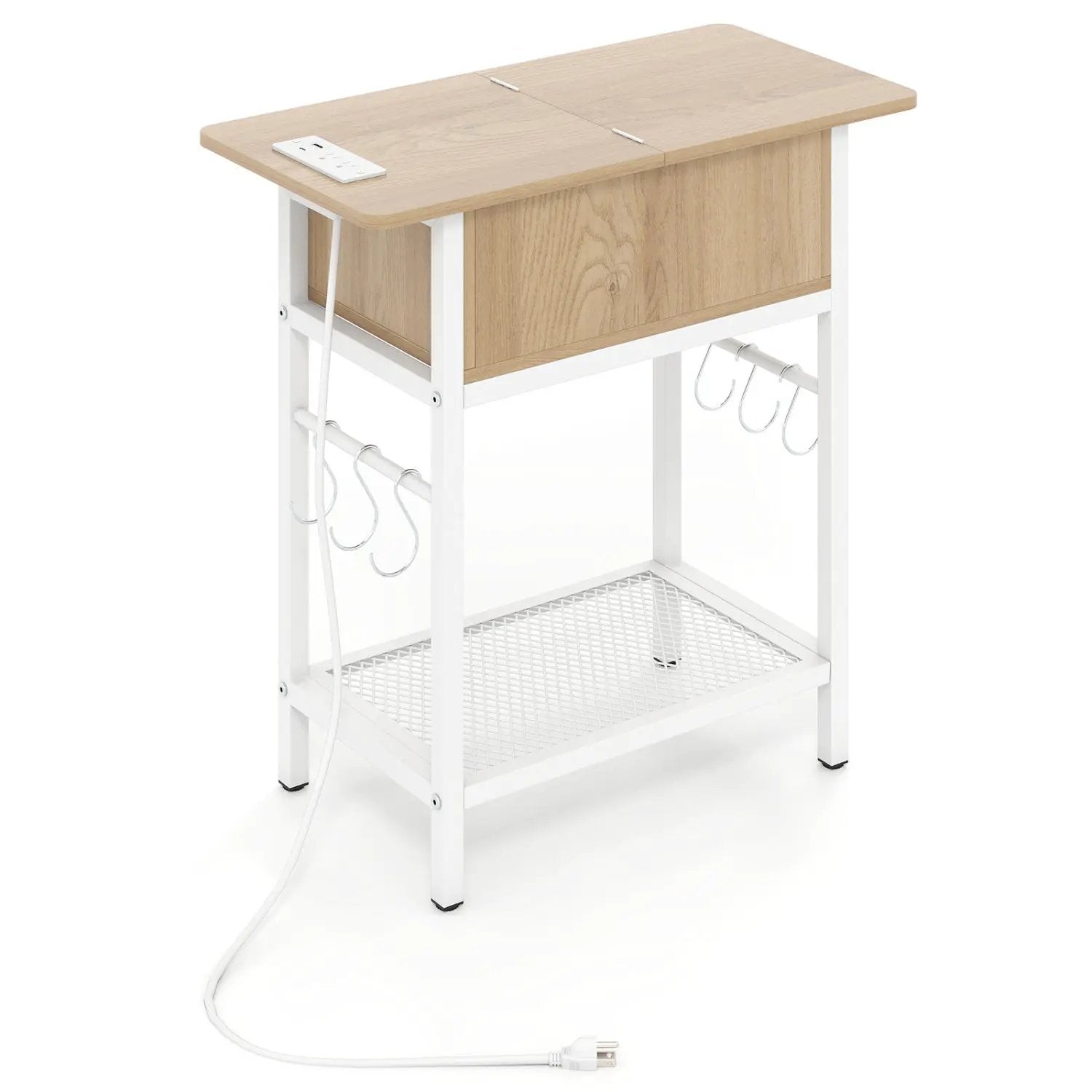 End Table with Charging Station USB Ports Outlets and Flip Top by DirectDeals