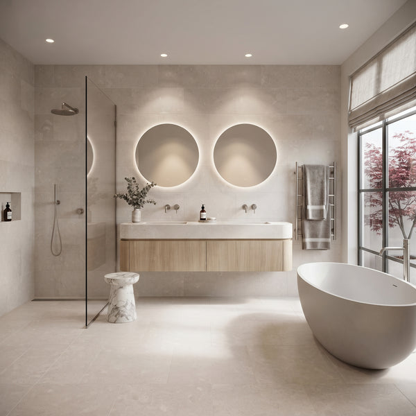 Girona Perla Lappato Limestone Look Porcelain Tiles 24x48