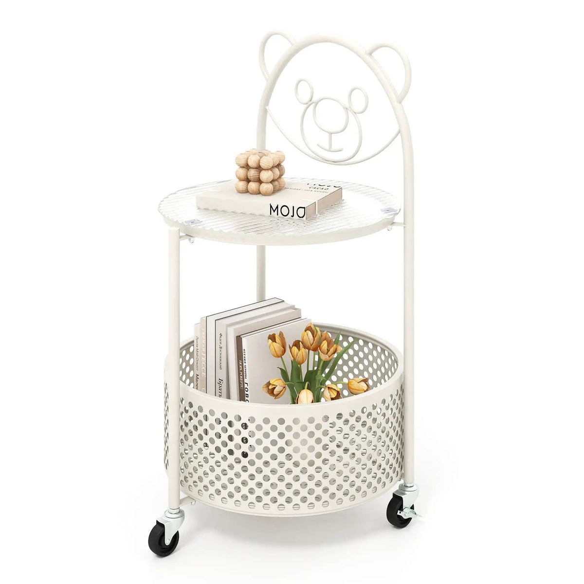 Modern Sofa Side Table on Lockable Wheels for Living Room Bedroom Study, photo 9 of 9