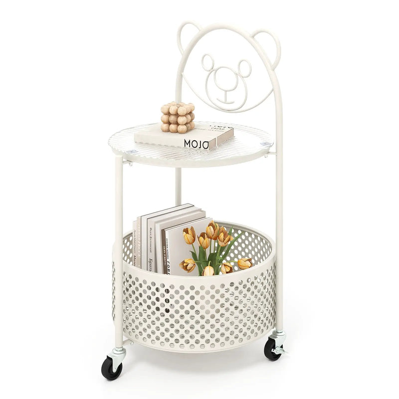 Modern Sofa Side Table on Lockable Wheels for Living Room Bedroom Study by DirectDeals