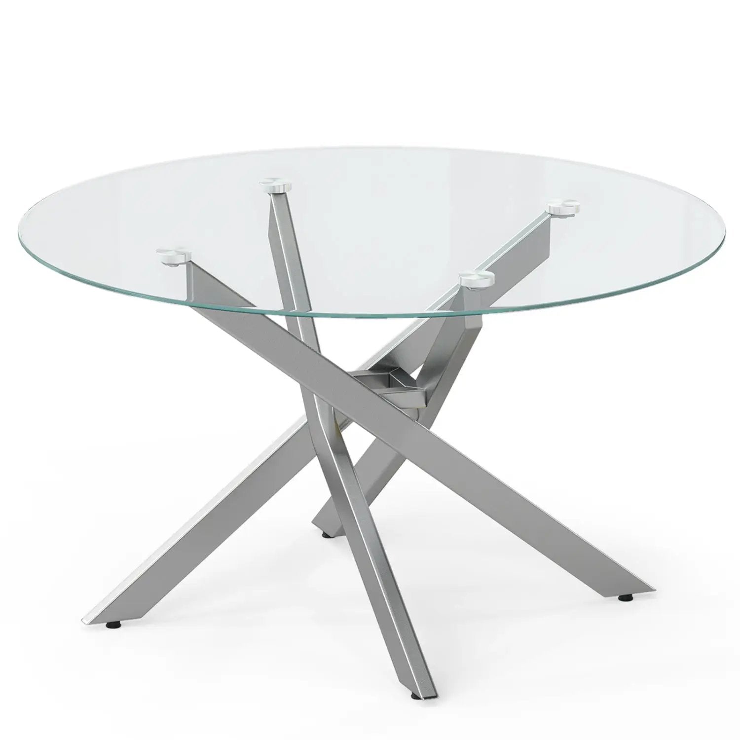 Glass Coffee Table Round Clear Center Table with Tempered Glass Top by DirectDeals