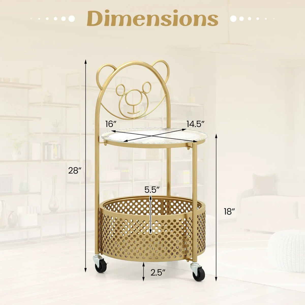 Modern Sofa Side Table on Lockable Wheels for Living Room Bedroom Study, photo 5 of 9