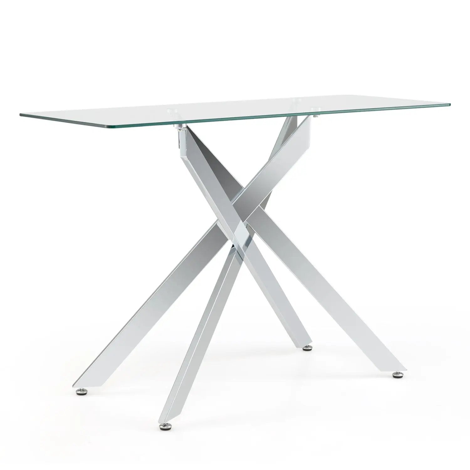 Glass Console Table Modern Entryway Table with Clear Tempered Glass Top-Silver by DirectDeals