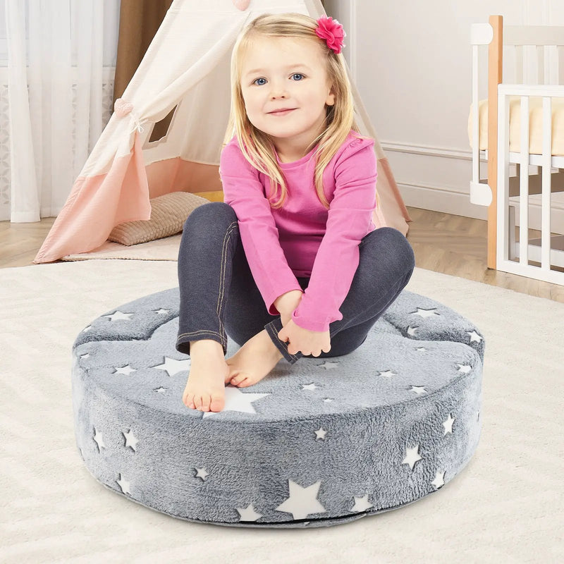 2-in-1 Convertible Glow in the Dark Kids Sofa with Removable Washable Cover-Gray by DirectDeals