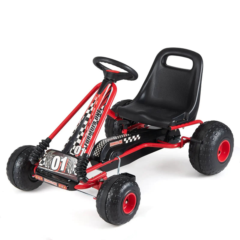 Go Kart for Kids 4 Wheels Pedal with Adjustable Seat and Multi-Terrain Wheels by DirectDeals