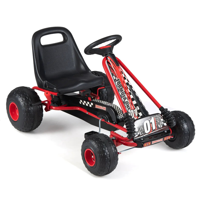 Go Kart for Kids 4 Wheels Pedal with Adjustable Seat and Multi-Terrain Wheels by DirectDeals