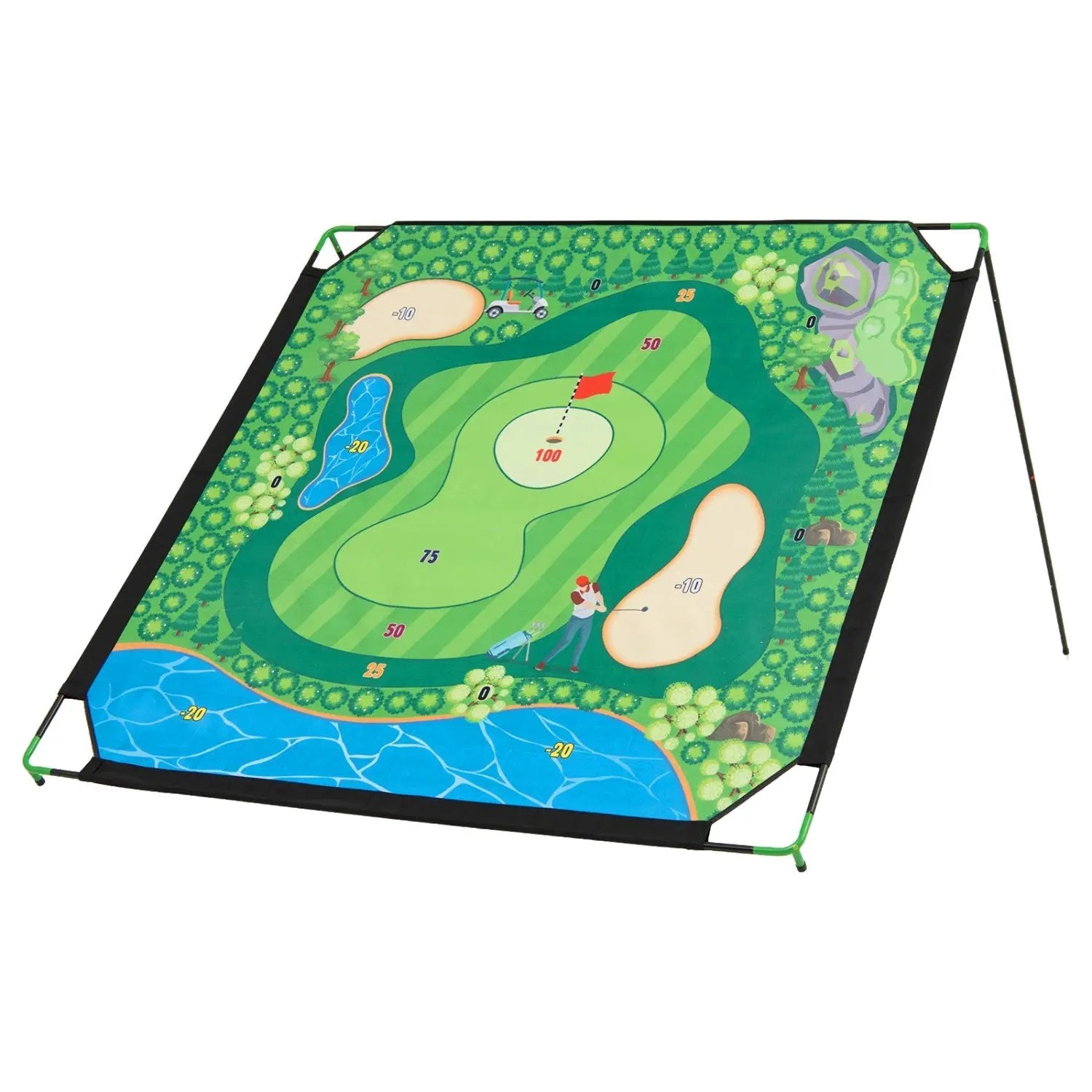 Golf Chipping Practice Net 71x71 Inch with Clubs and Balls by DirectDeals