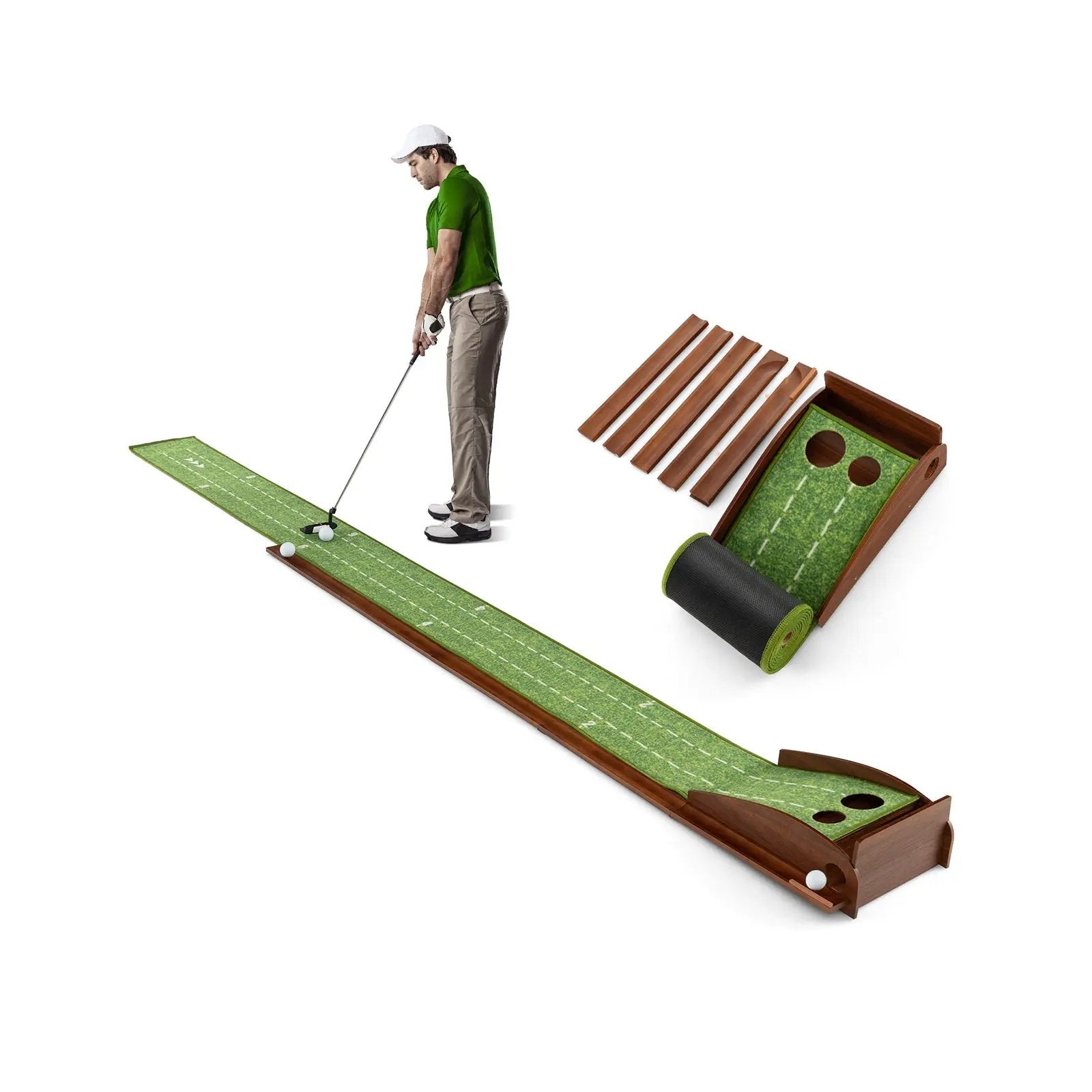 Golf Putting Mat Practice Training Aid with Auto Ball Return and by DirectDeals