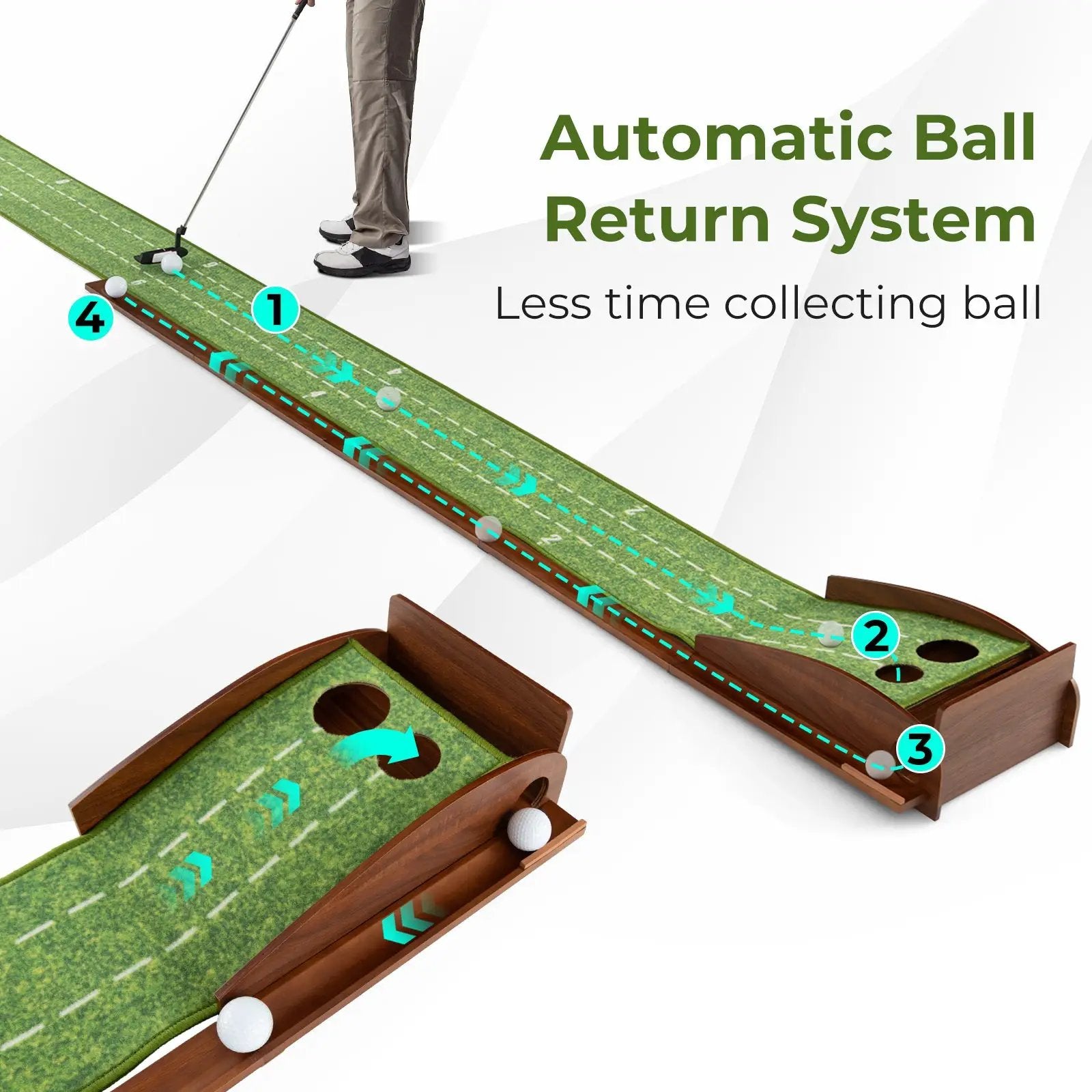 Golf Putting Mat with Auto Ball Return - 10 ft by DirectDeals